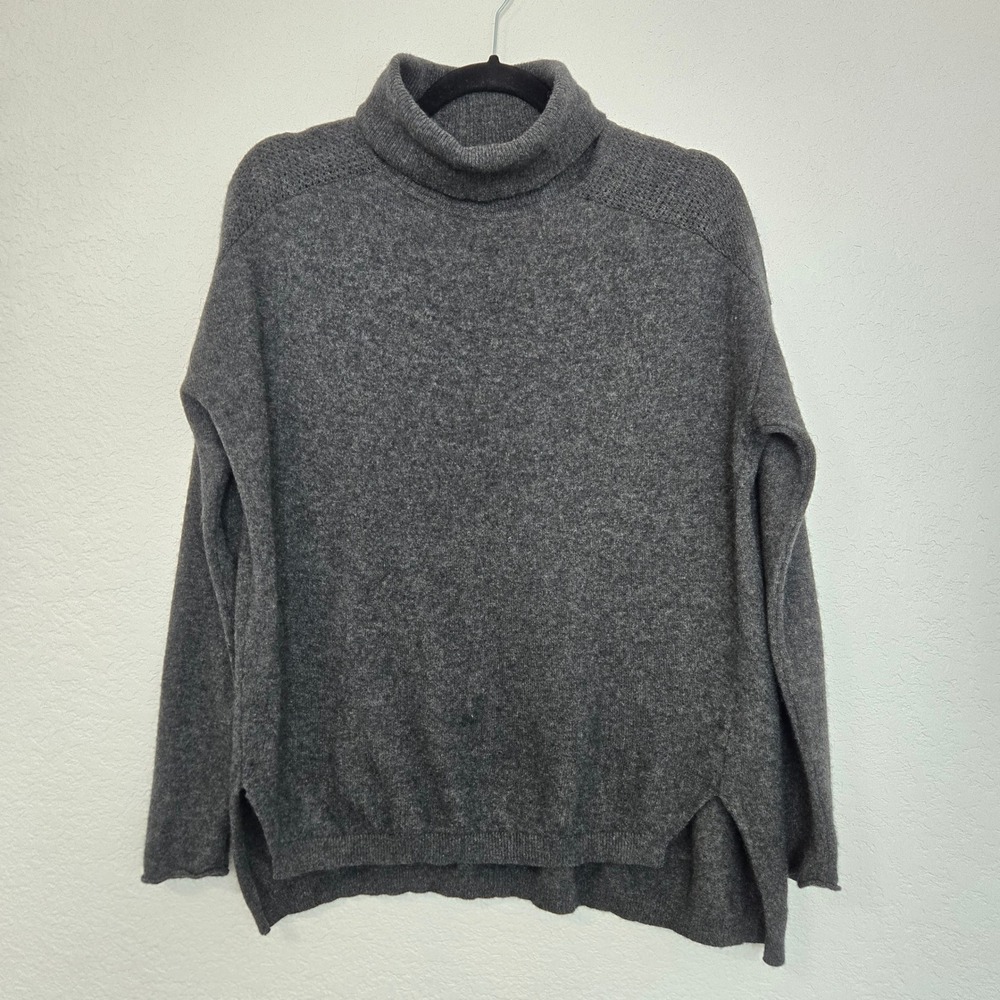 Lark & Ro Cashmere Slouchy Turtleneck Sweater Dark Gray Size S